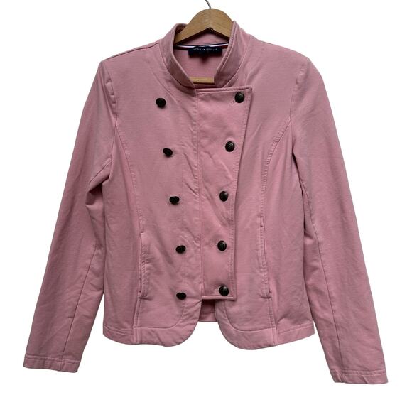 VINTAGE Tommy Hilfiger Pink Double-Breasted Jacket Military Y2K - Size Small - Picture 1 of 7